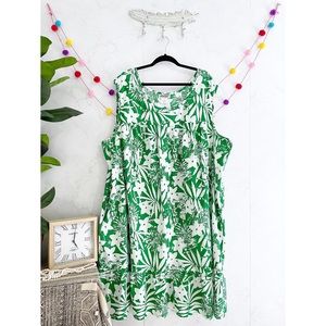 Anthony Richards 5X Green White Tropical Print Sleeveless Muumuu House Dress